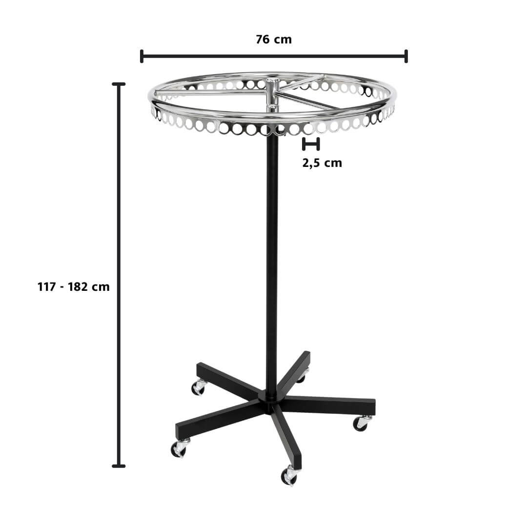 Höhenverstellbarer Rundständer, 76 cm Durchmesser, Gestell schwarz