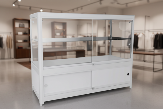 Thekenvitrine mit LED-Beleuchtung 2/3 Glas + 1/3 Holz