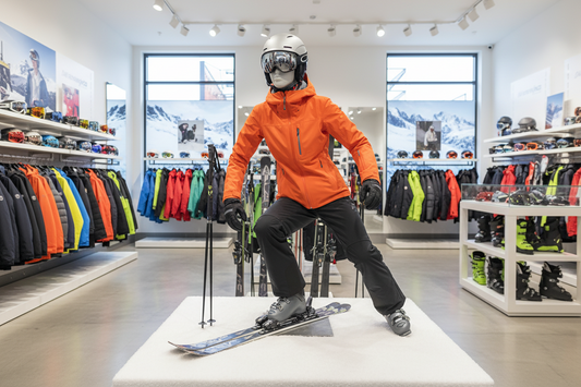 Penther Damen-Schaufensterpuppe athletische Figur, Skifahrerin, magnetische Armhalterung