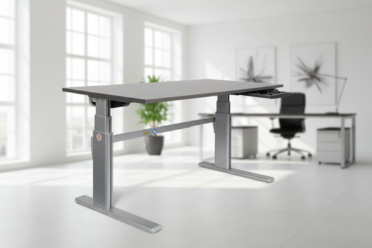 Höhenverstellbarer Schreibtisch / Arbeitstisch mit Alu-Tischgestell