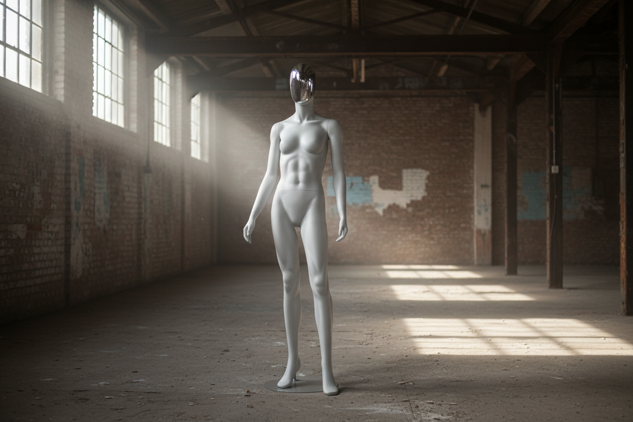 Penther Schaufensterpuppe Dame sportlich, Chrommaske, Magnethaltesystem