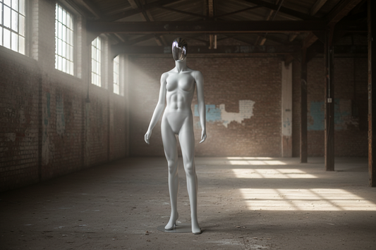 Penther Schaufensterpuppe Dame sportlich, Chrommaske, Magnethaltesystem